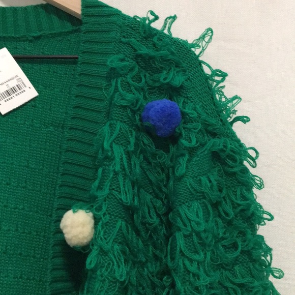 Ugly Christmas Pom Pom Sweater Cardigan 